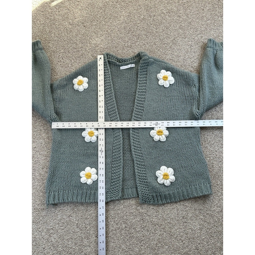 Altar'd State 3D Daisy Cardigan Women's Size XL Floral Sage Green Bohemian - Picture 8 of 15